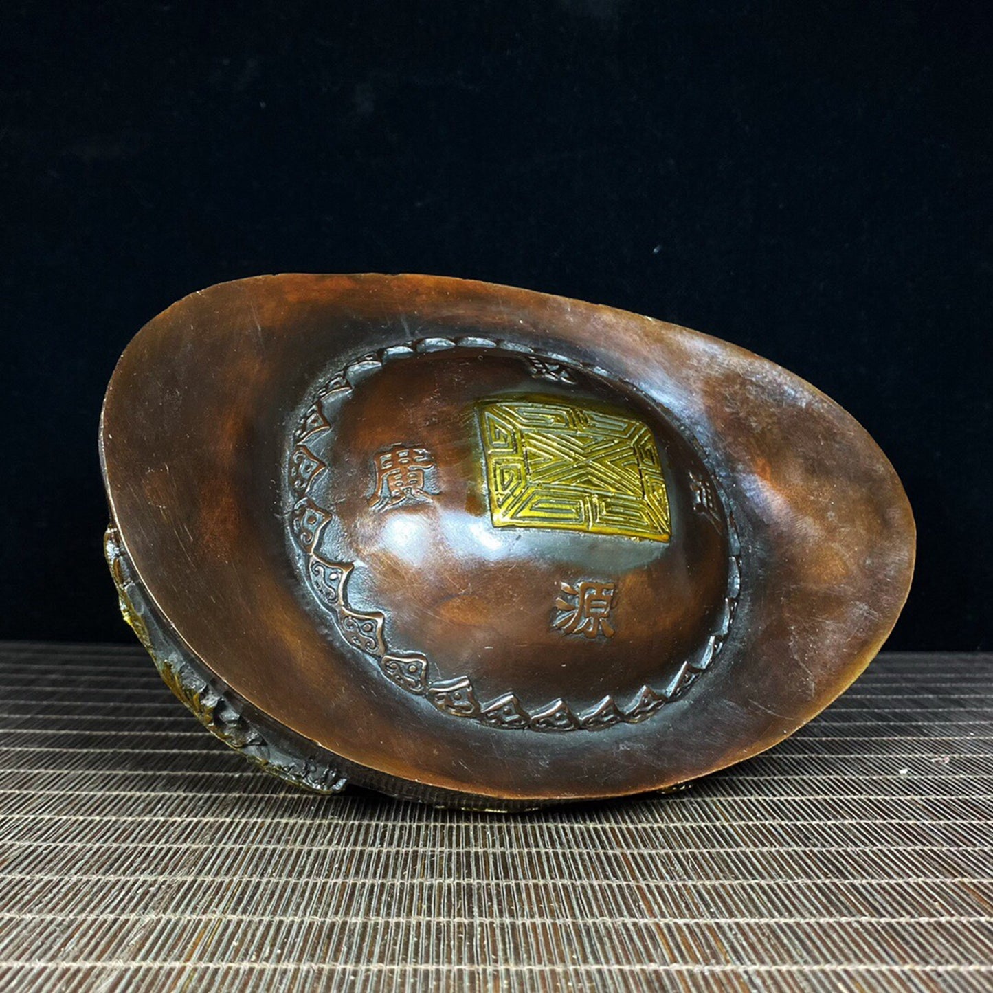 Chinese Antique Pure Copper Five Way Wealth God Kai Yun Da Yuanbao