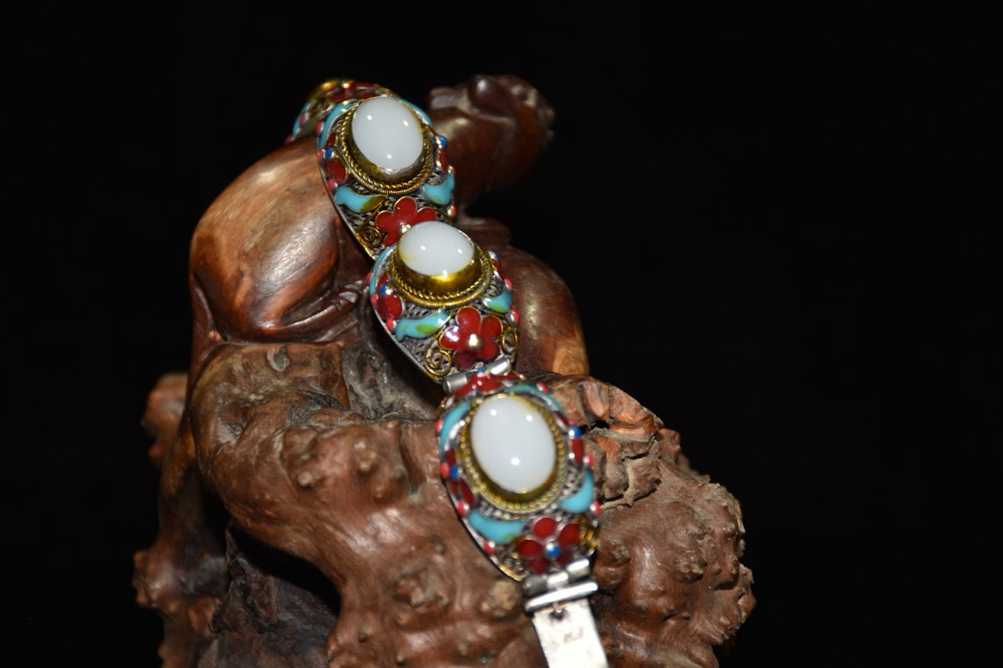 Copper inlaid imitation white jade gold-plated cloisonne bracelet and bracelet ornament