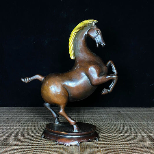 Chinese antique pure copper base warhorse