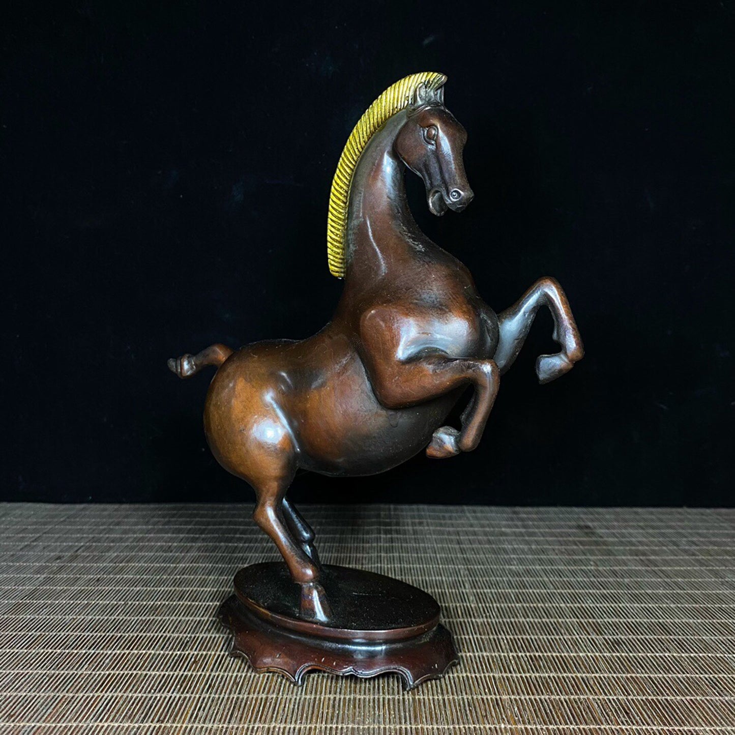 Chinese antique pure copper base warhorse