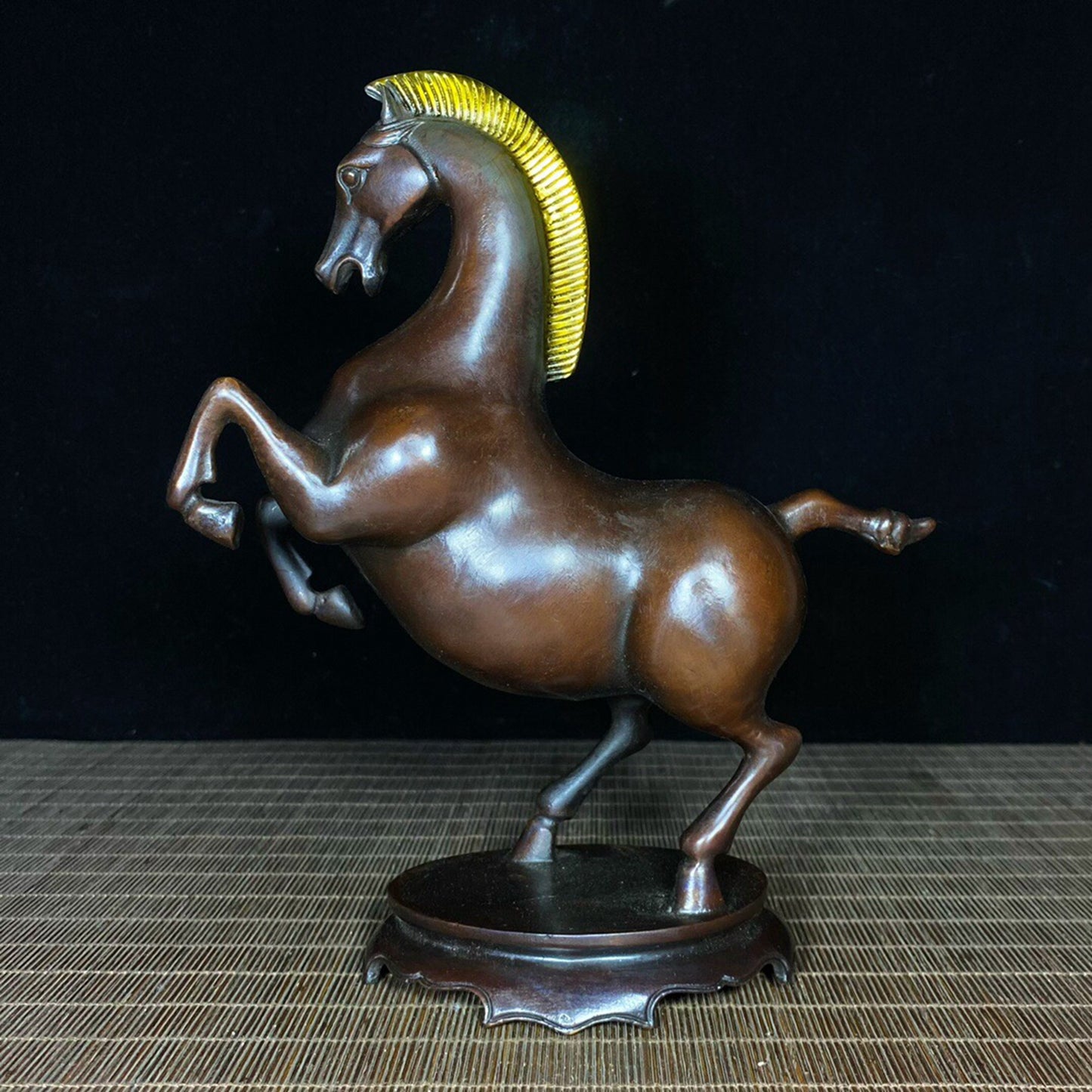 Chinese antique pure copper base warhorse