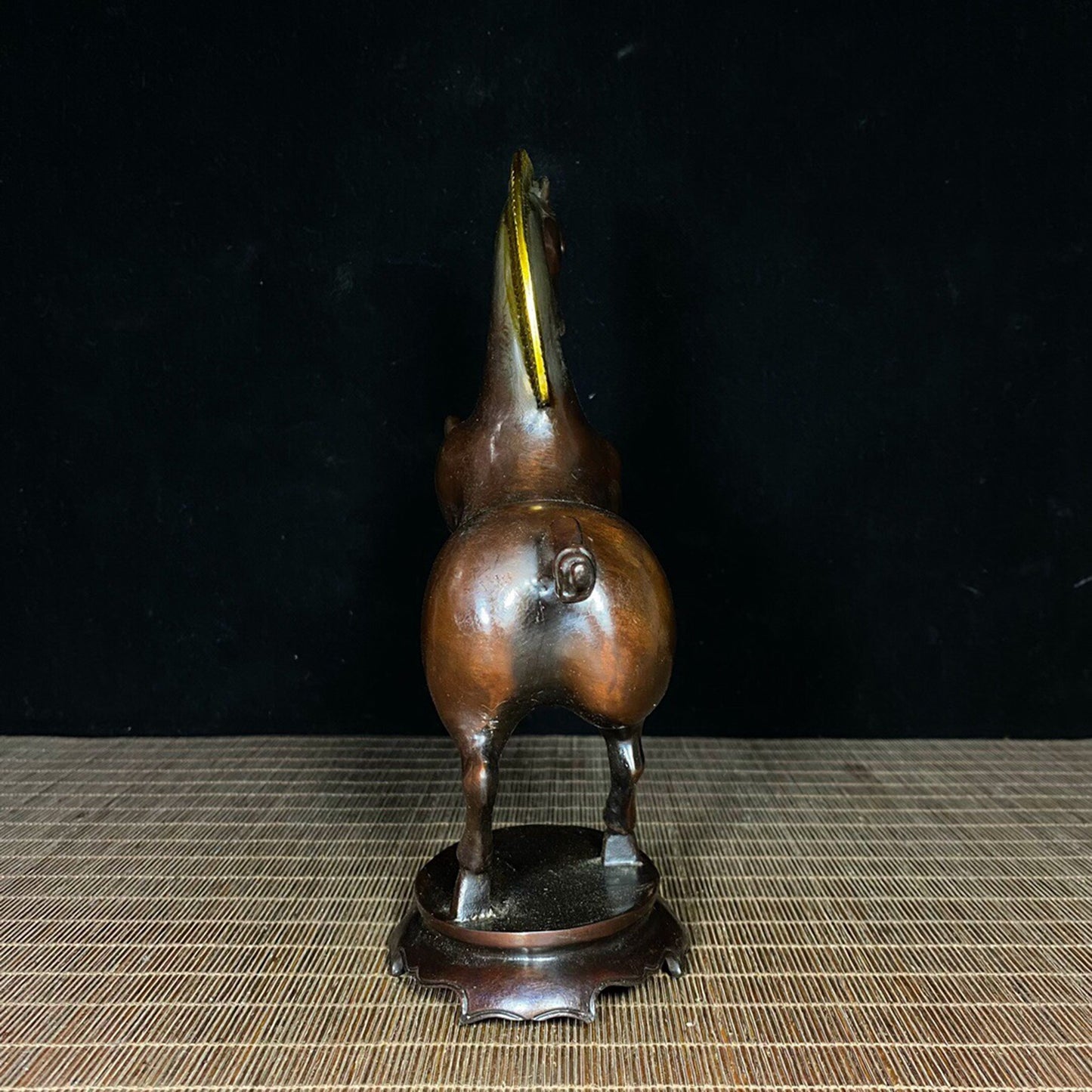 Chinese antique pure copper base warhorse