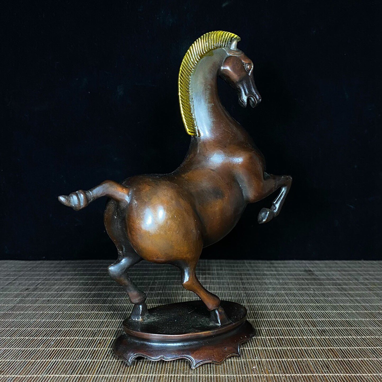 Chinese antique pure copper base warhorse