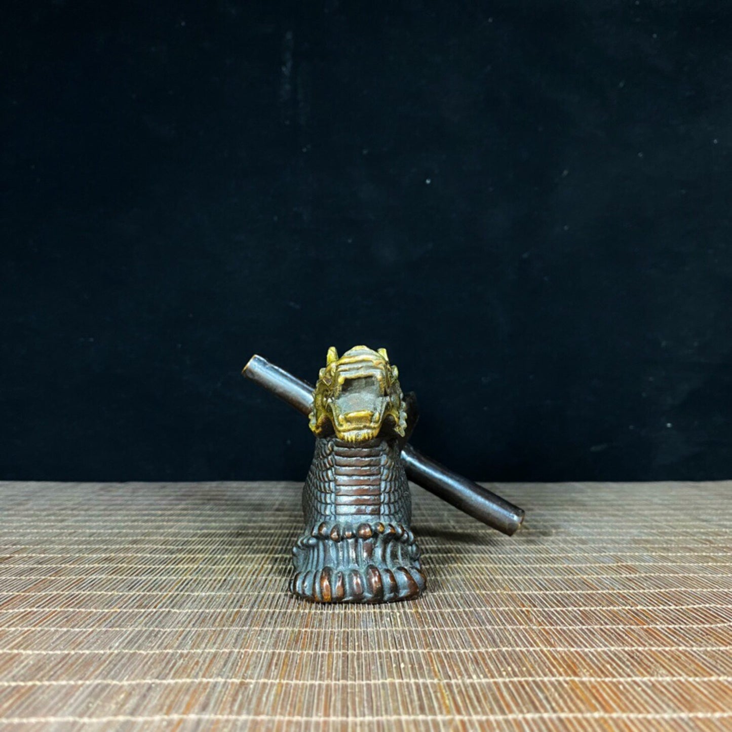 Chinese Antique Pure Copper Little Dragon Boat Medicine Twist