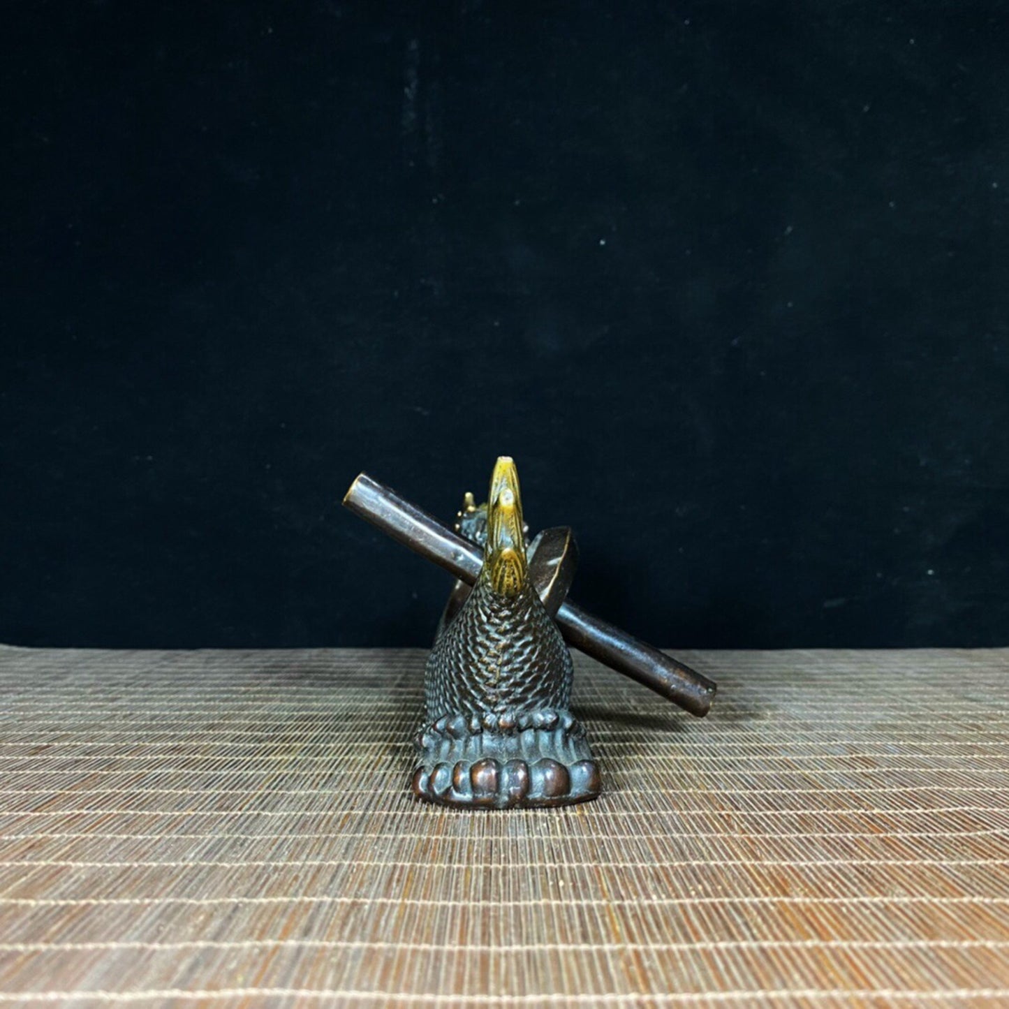 Chinese Antique Pure Copper Little Dragon Boat Medicine Twist