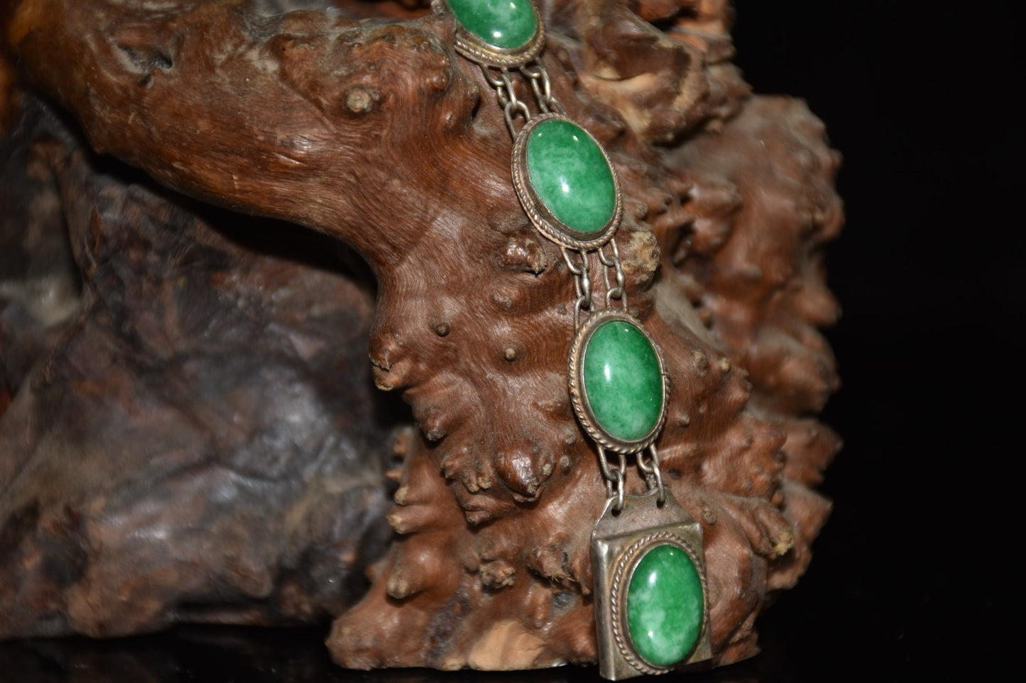 Early collection of pure silver inlaid jade bracelet ornaments