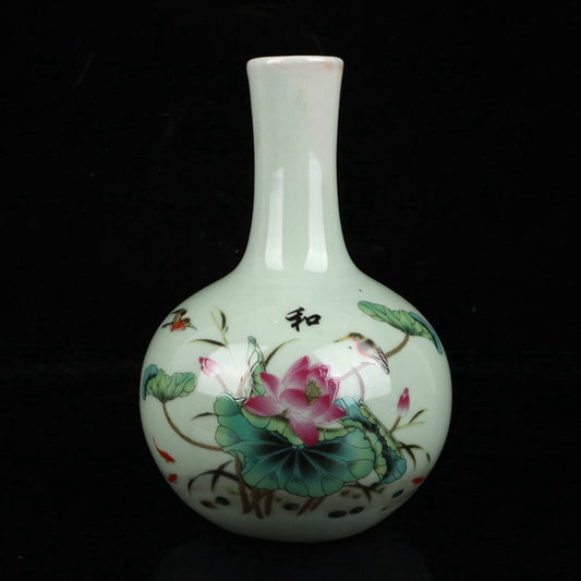 Pink flower and bird patterned celestial vase