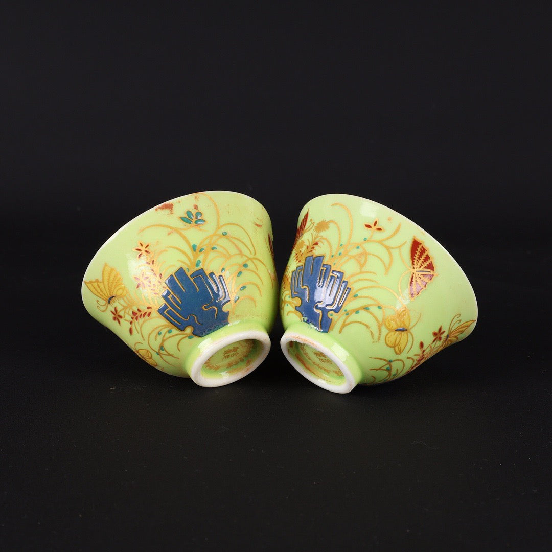 A pair of Chinese antique pink autumn cups