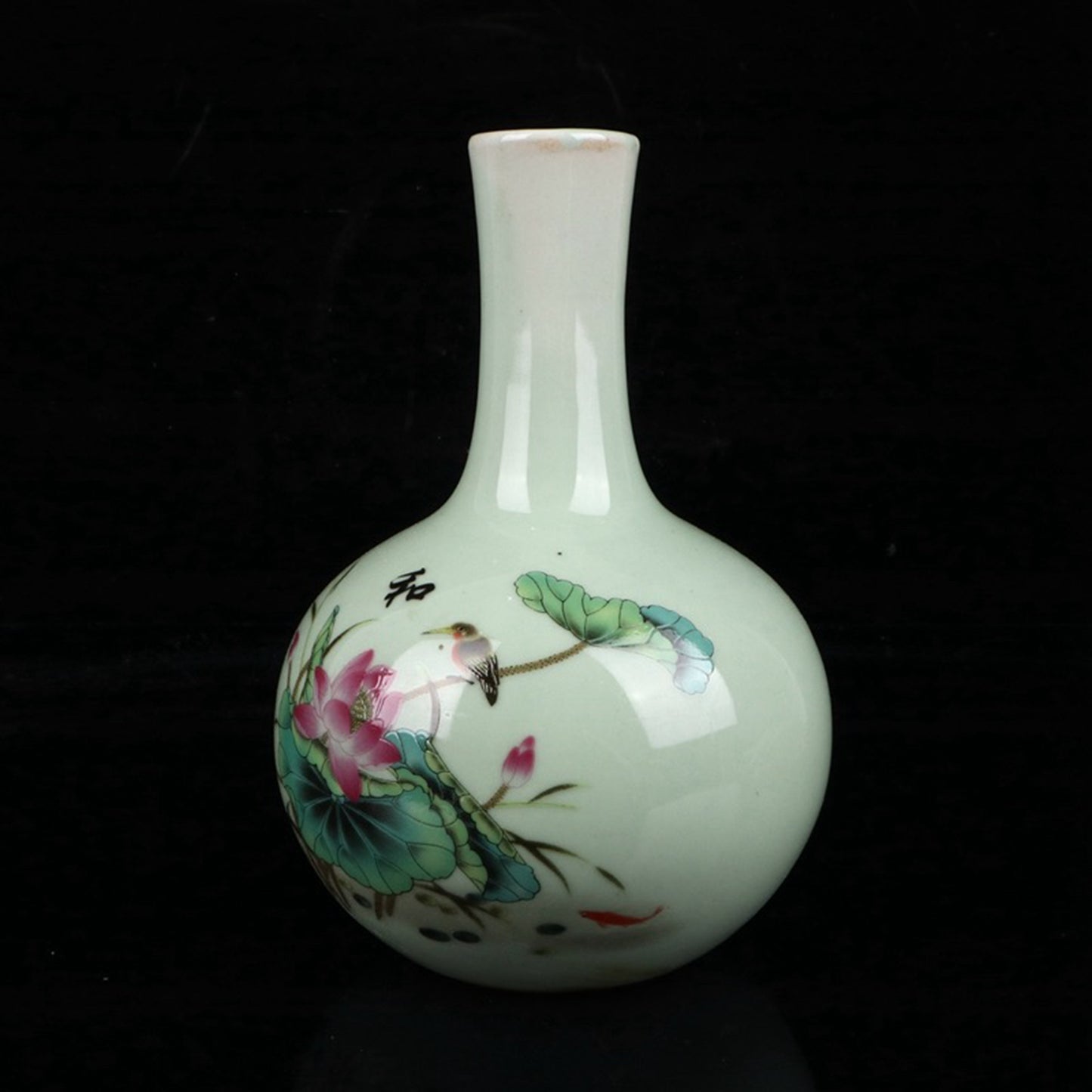Pink flower and bird patterned celestial vase