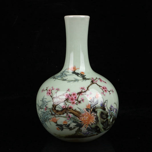 Pink floral patterned celestial vase