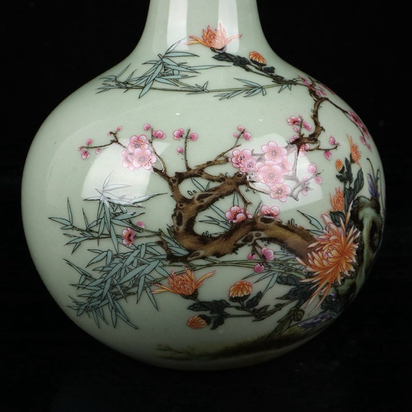 Pink floral patterned celestial vase