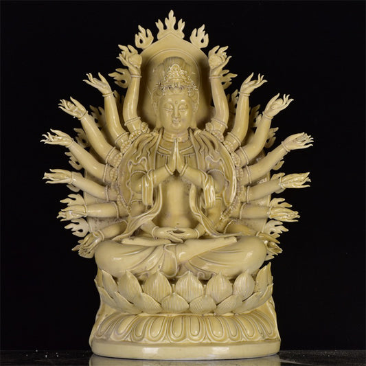 Chinese antique white porcelain thousand handed Guanyin sculpture