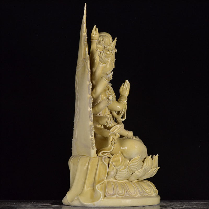 Chinese antique white porcelain thousand handed Guanyin sculpture