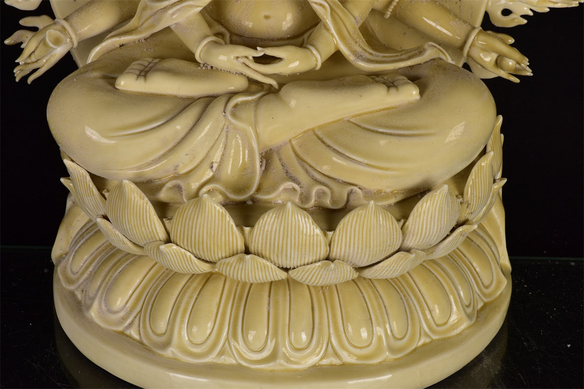 Chinese antique white porcelain thousand handed Guanyin sculpture