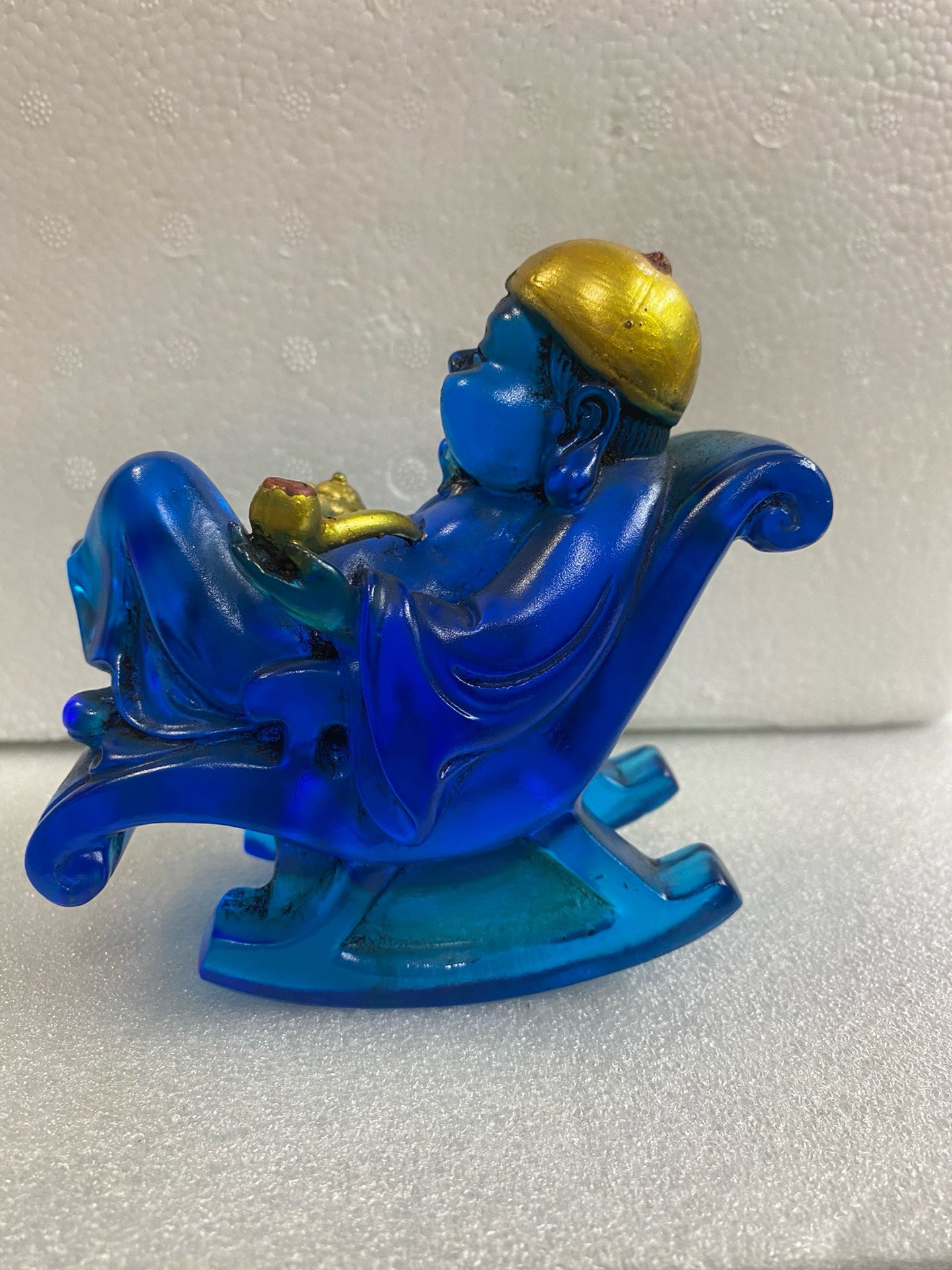 Chinese Antique Glass Small God of Wealth Ornament