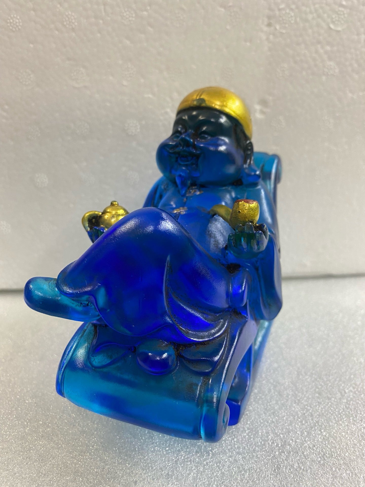 Chinese Antique Glass Small God of Wealth Ornament