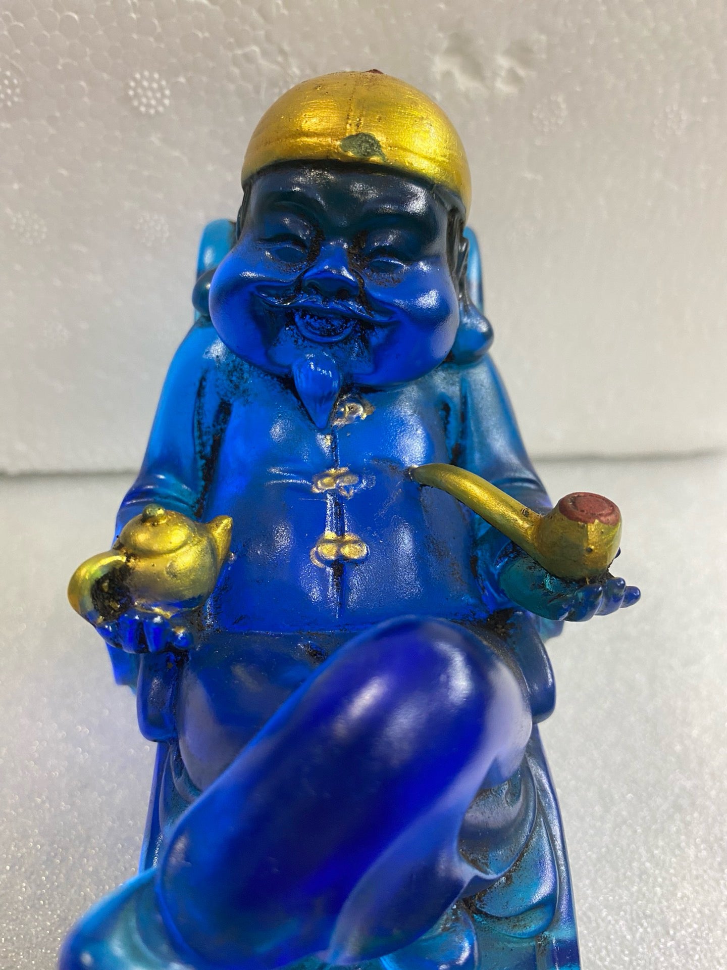 Chinese Antique Glass Small God of Wealth Ornament