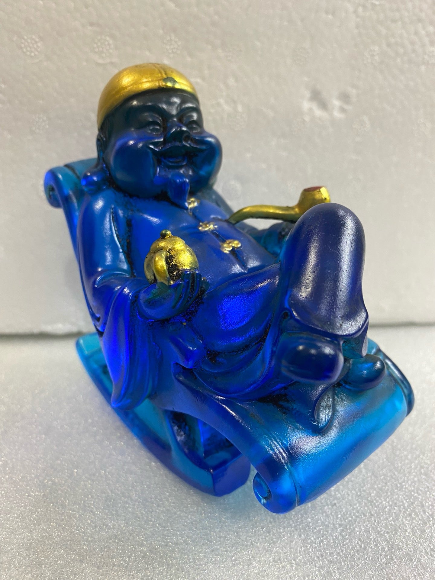 Chinese Antique Glass Small God of Wealth Ornament