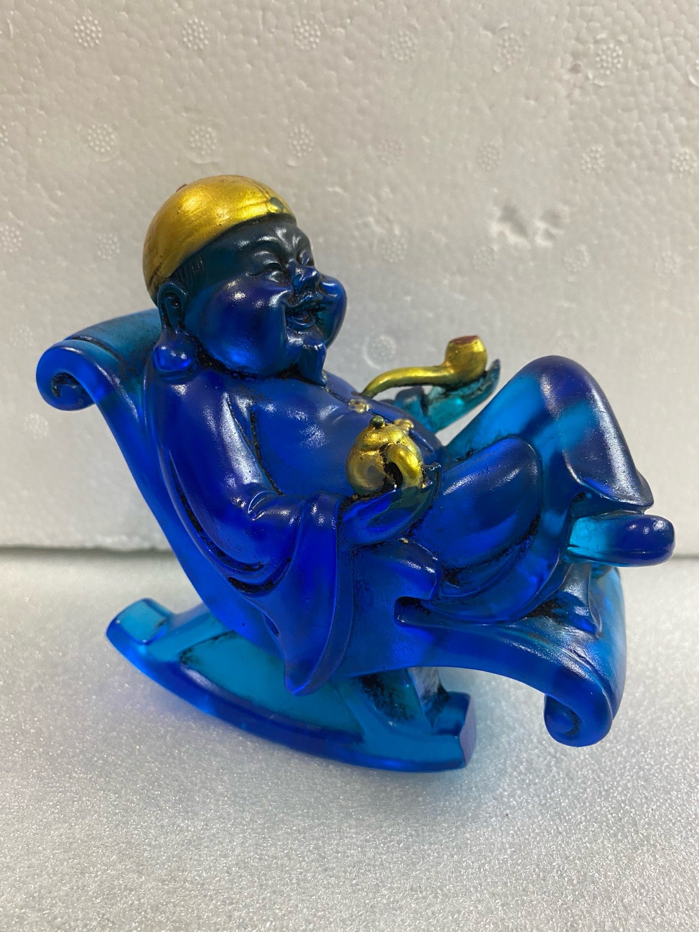 Chinese Antique Glass Small God of Wealth Ornament