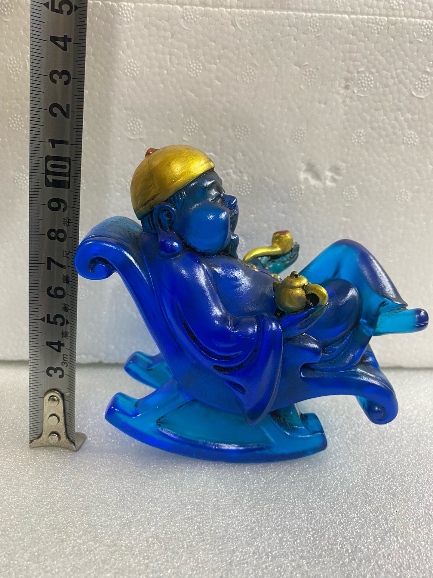 Chinese Antique Glass Small God of Wealth Ornament