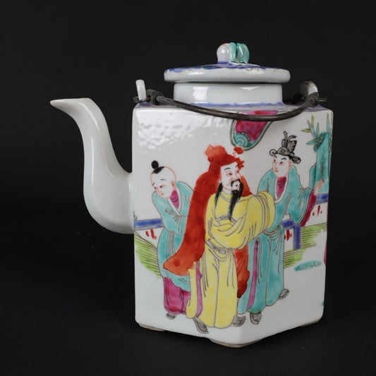 Pink character story pattern hexagonal Qiao Liang teapot