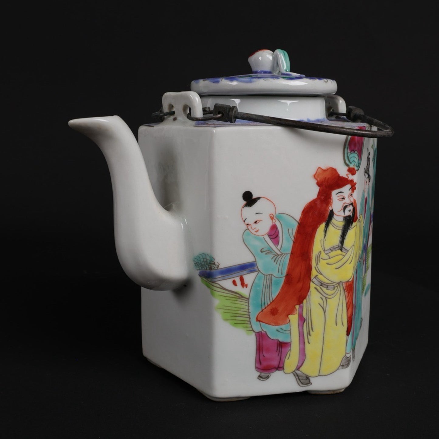 Pink character story pattern hexagonal Qiao Liang teapot