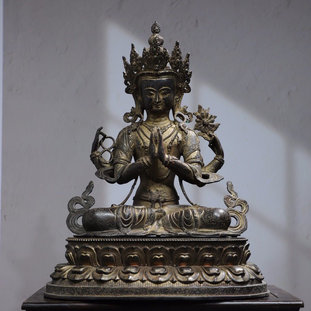 Copper Tuo Jin Splitting [Four Armed Guanyin] Buddha Statue