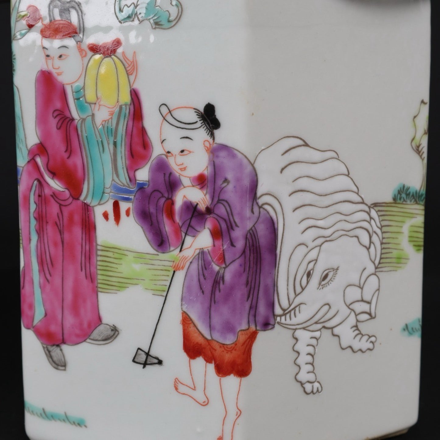 Pink character story pattern hexagonal Qiao Liang teapot