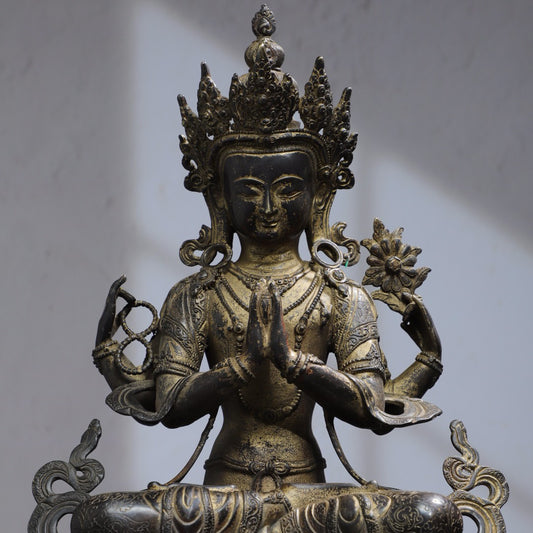 Copper Tuo Jin Splitting [Four Armed Guanyin] Buddha Statue