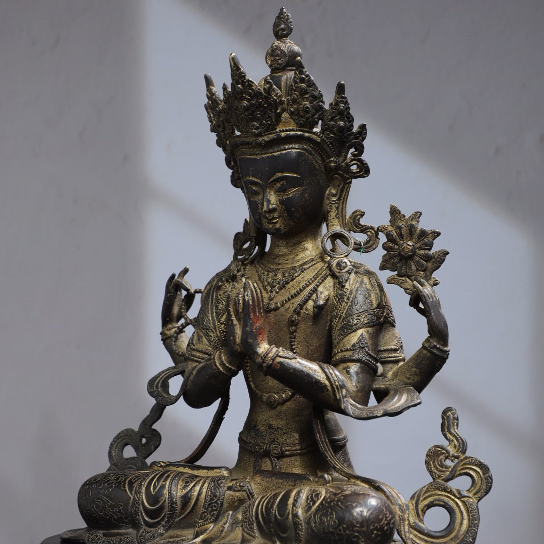 Copper Tuo Jin Splitting [Four Armed Guanyin] Buddha Statue