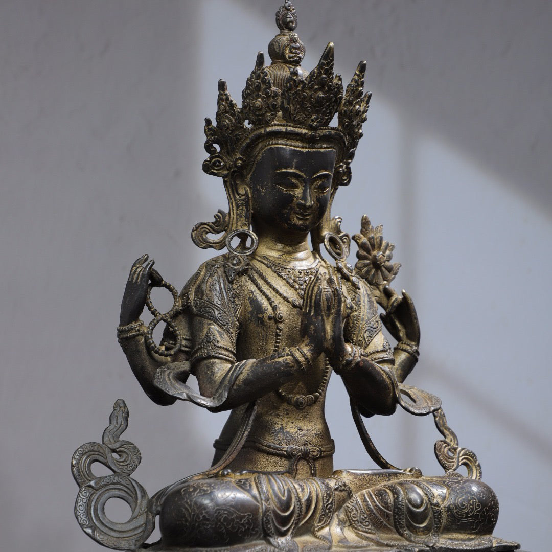 Copper Tuo Jin Splitting [Four Armed Guanyin] Buddha Statue