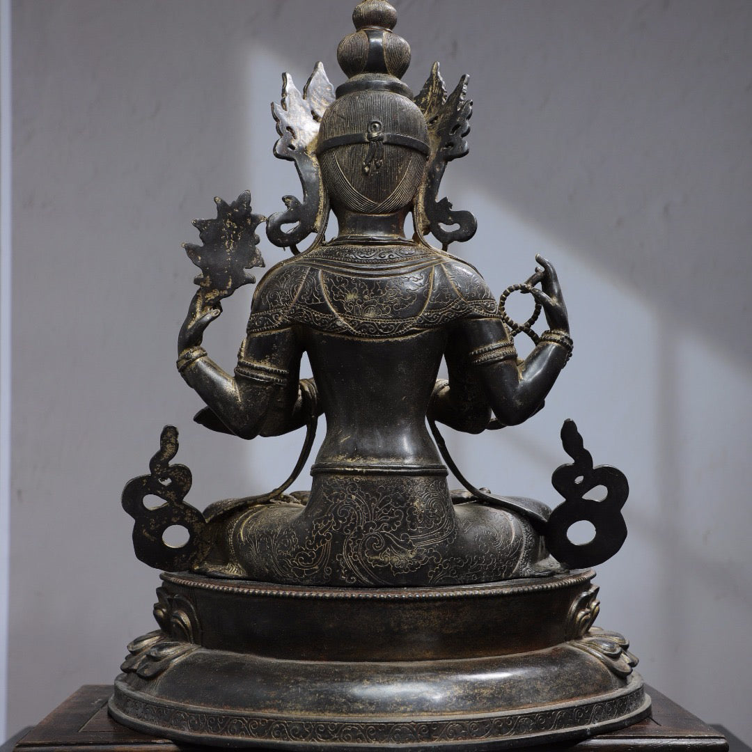 Copper Tuo Jin Splitting [Four Armed Guanyin] Buddha Statue