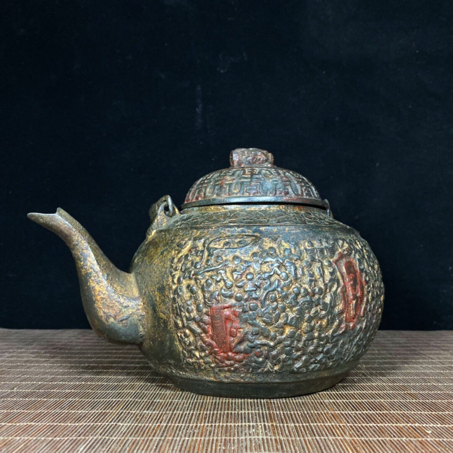 Chinese antique pure copper hundred son birthday pot