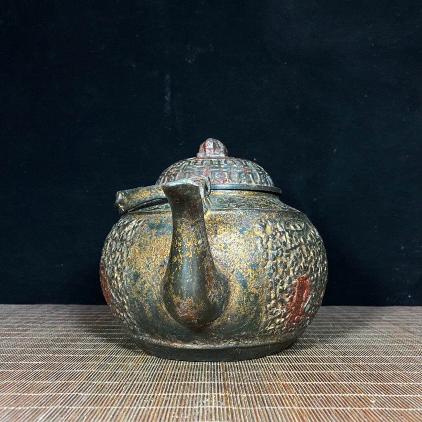Chinese antique pure copper hundred son birthday pot