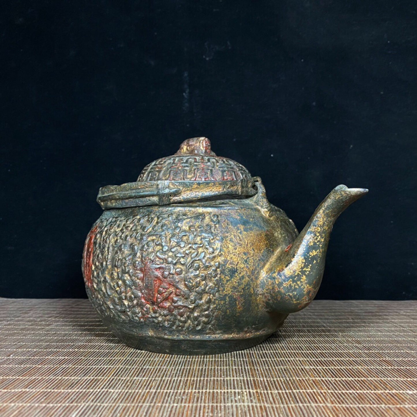 Chinese antique pure copper hundred son birthday pot