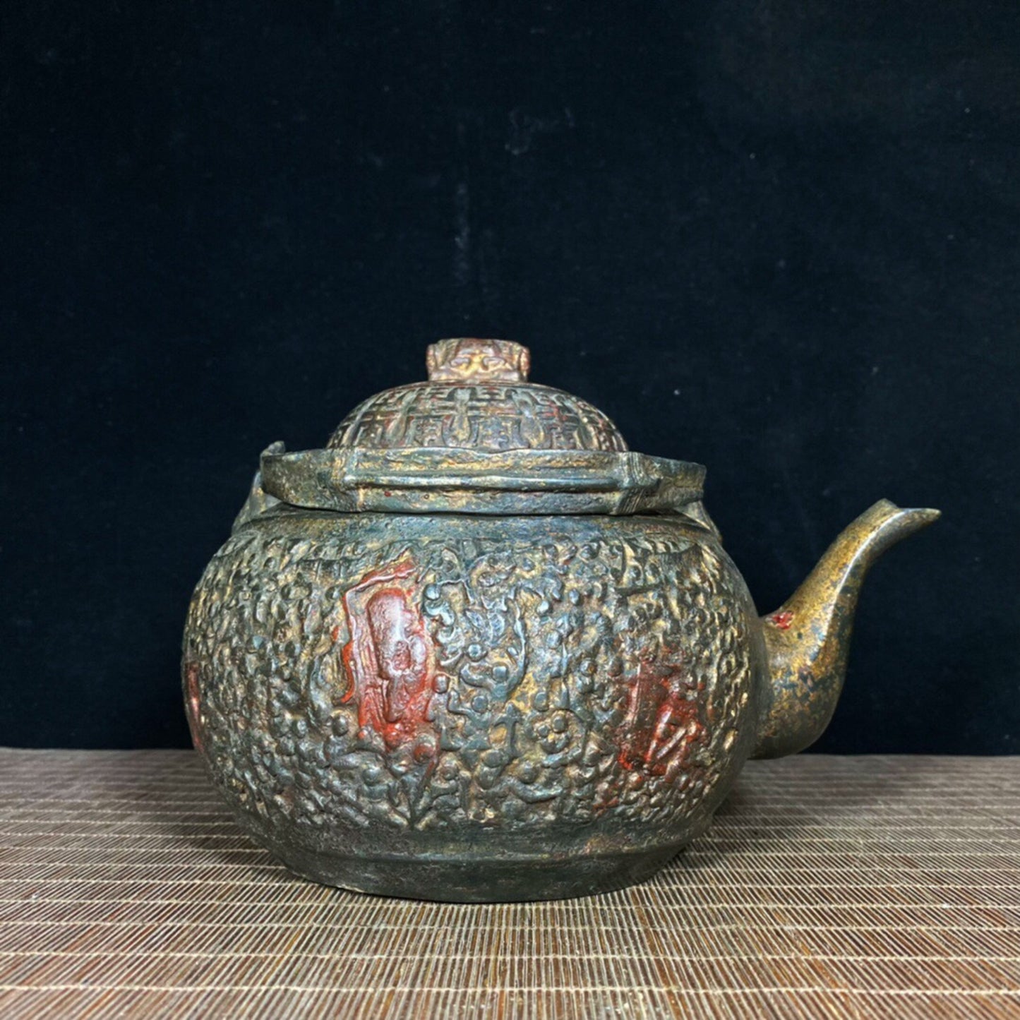 Chinese antique pure copper hundred son birthday pot