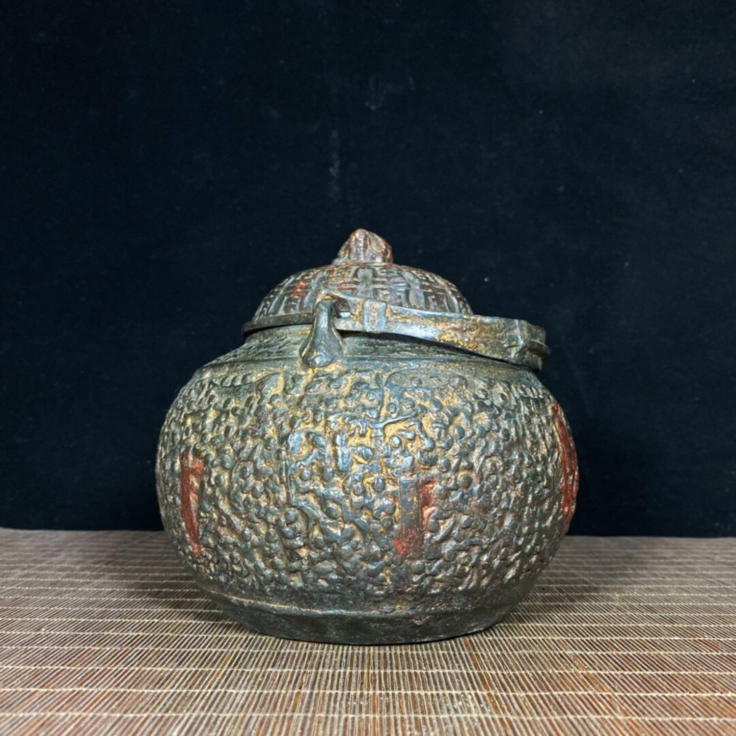 Chinese antique pure copper hundred son birthday pot