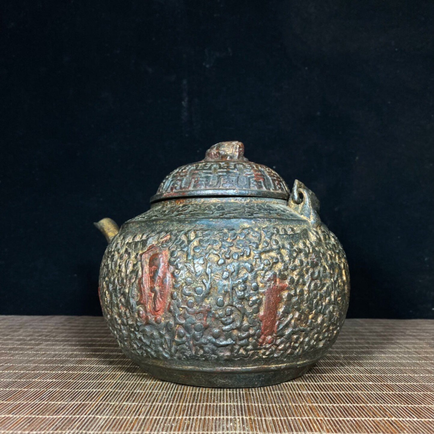 Chinese antique pure copper hundred son birthday pot