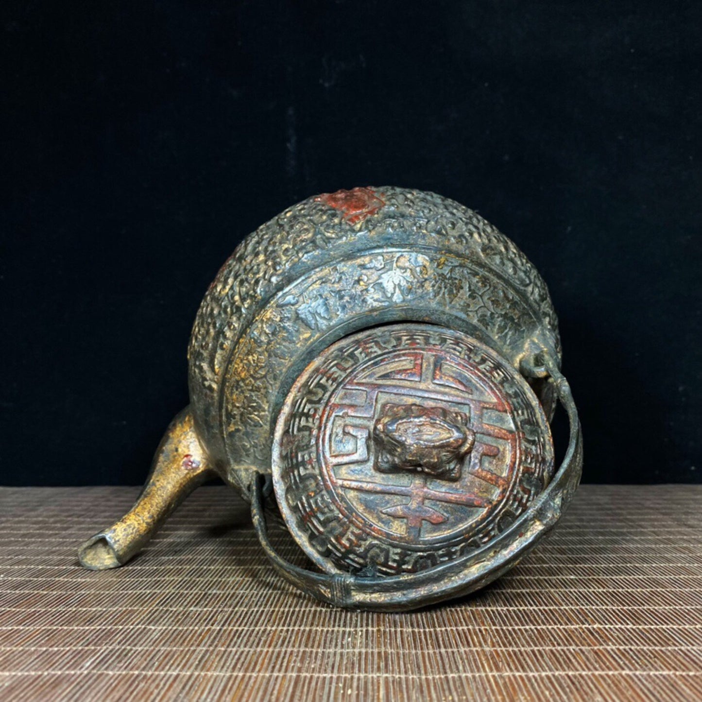 Chinese antique pure copper hundred son birthday pot