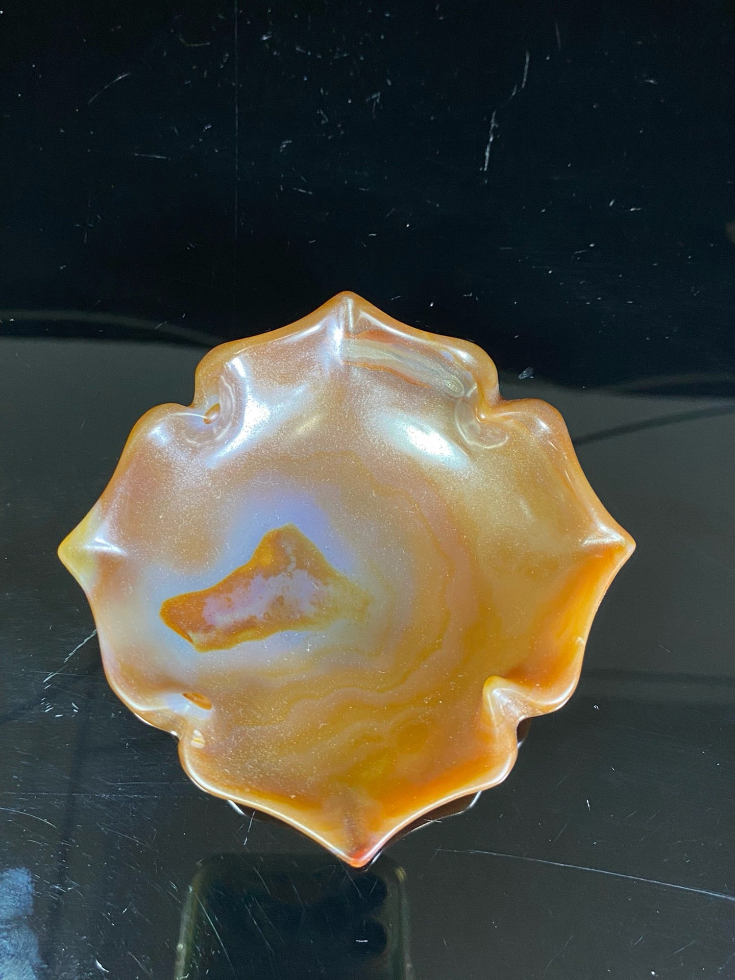 Chinese antique agate lace shaped small cup pen wash