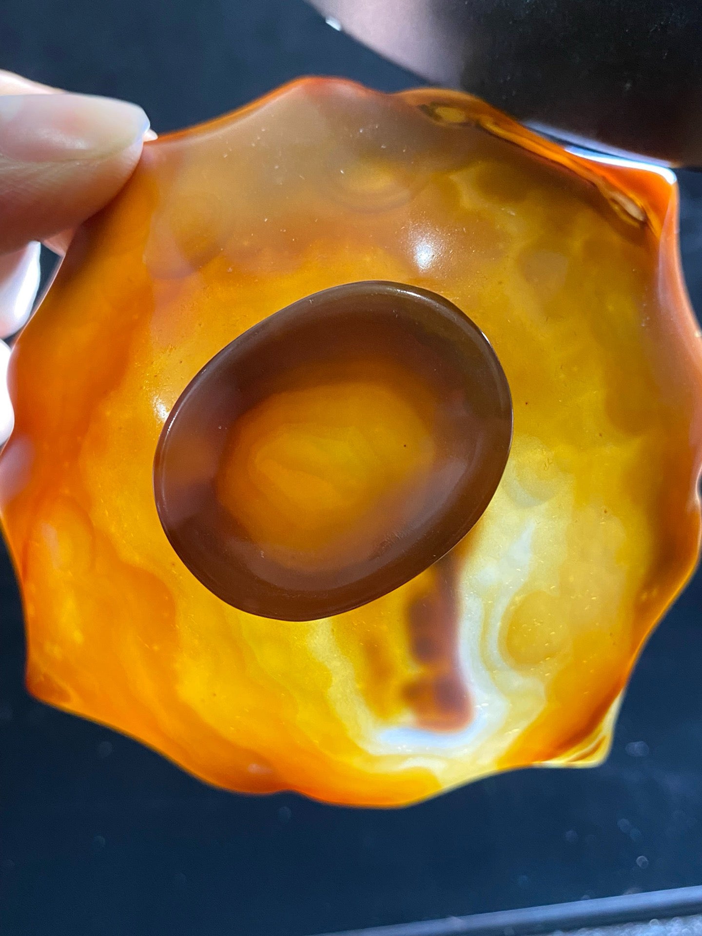 Chinese antique agate lace shaped small cup pen wash