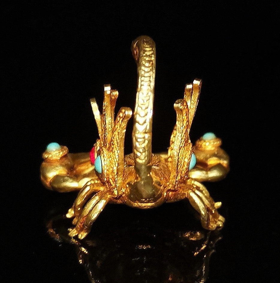Copper gilded genuine gold inlaid with gemstones Scorpion