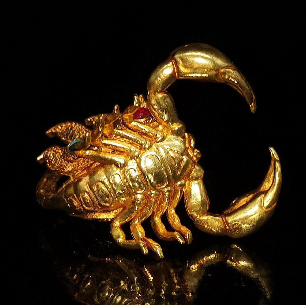 Copper gilded genuine gold inlaid with gemstones Scorpion