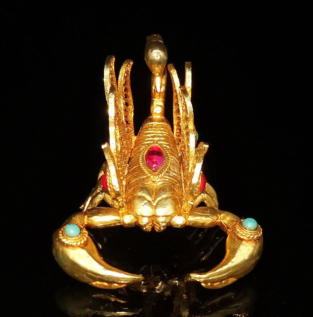 Copper gilded genuine gold inlaid with gemstones Scorpion
