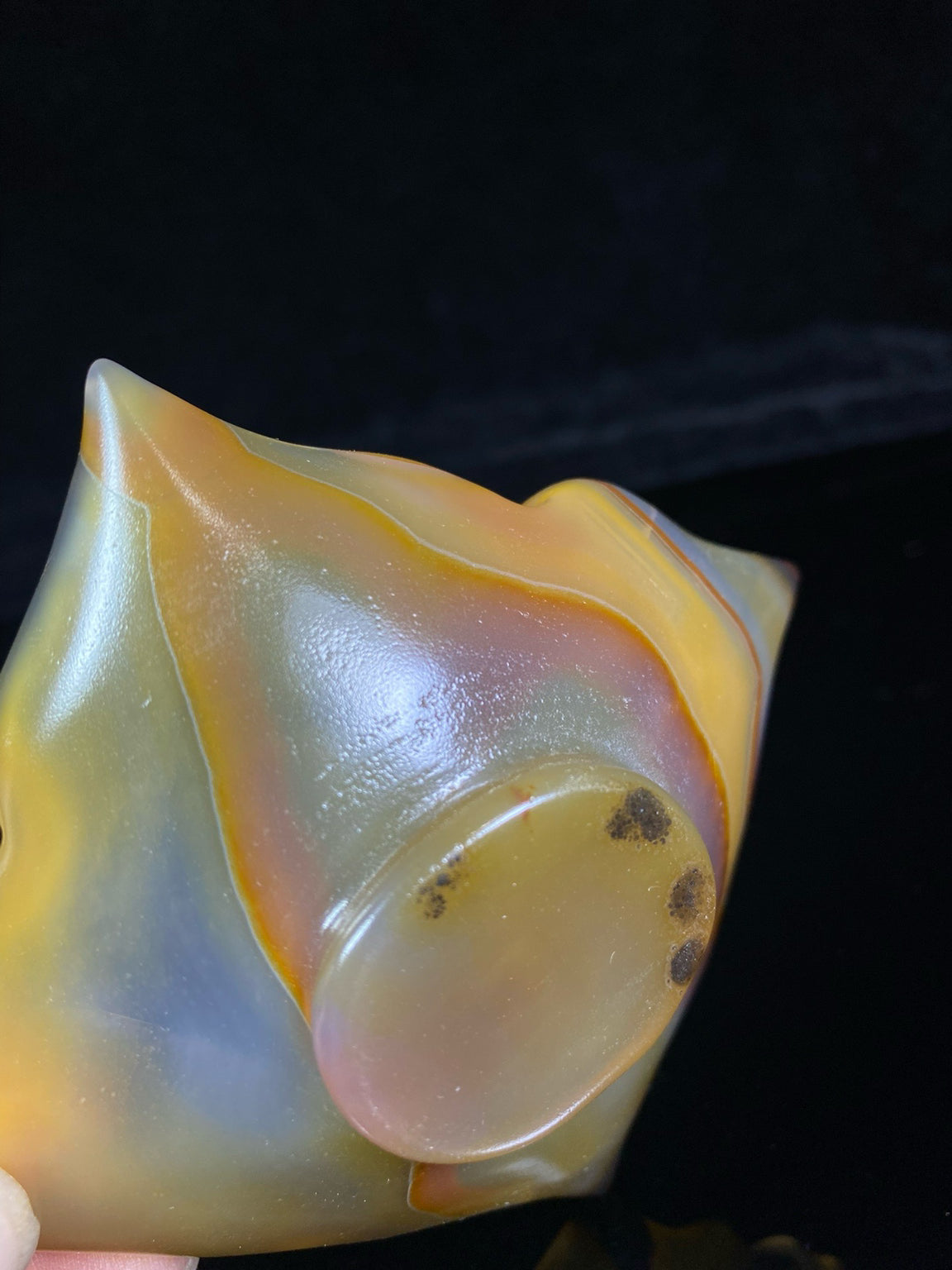 Chinese antique agate lace shaped small cup pen wash