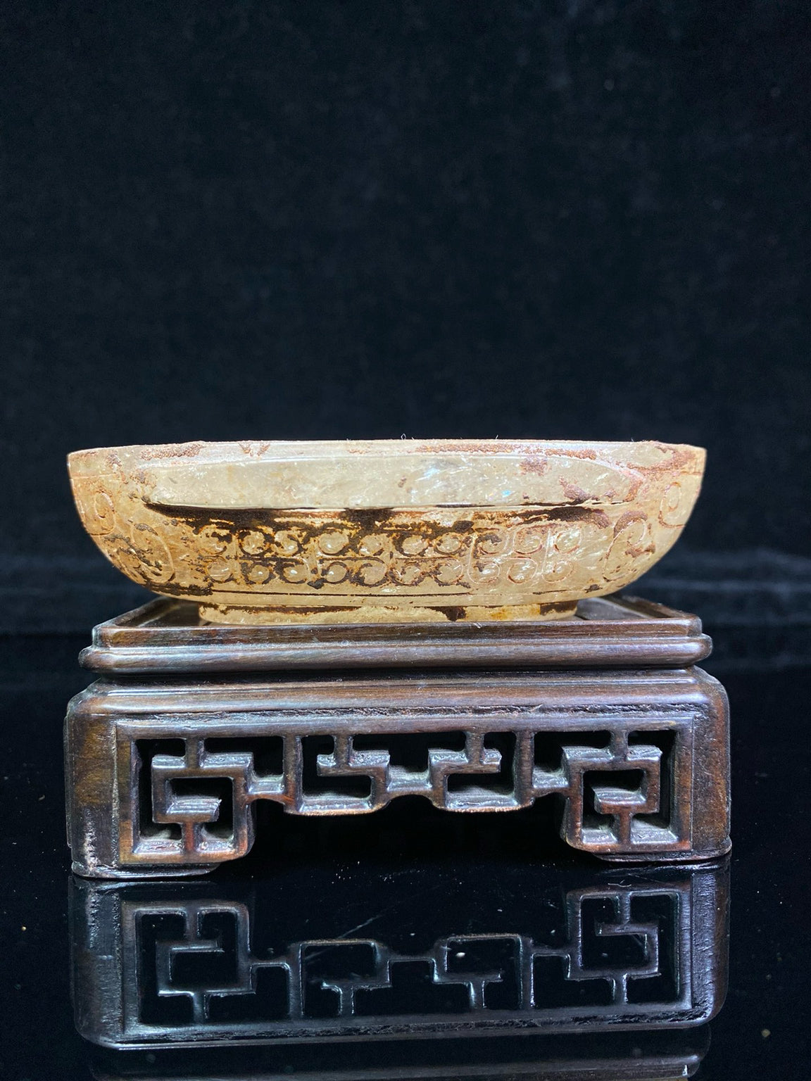 Chinese Antique Crystal Battle Han Style Double Ear Small Cap