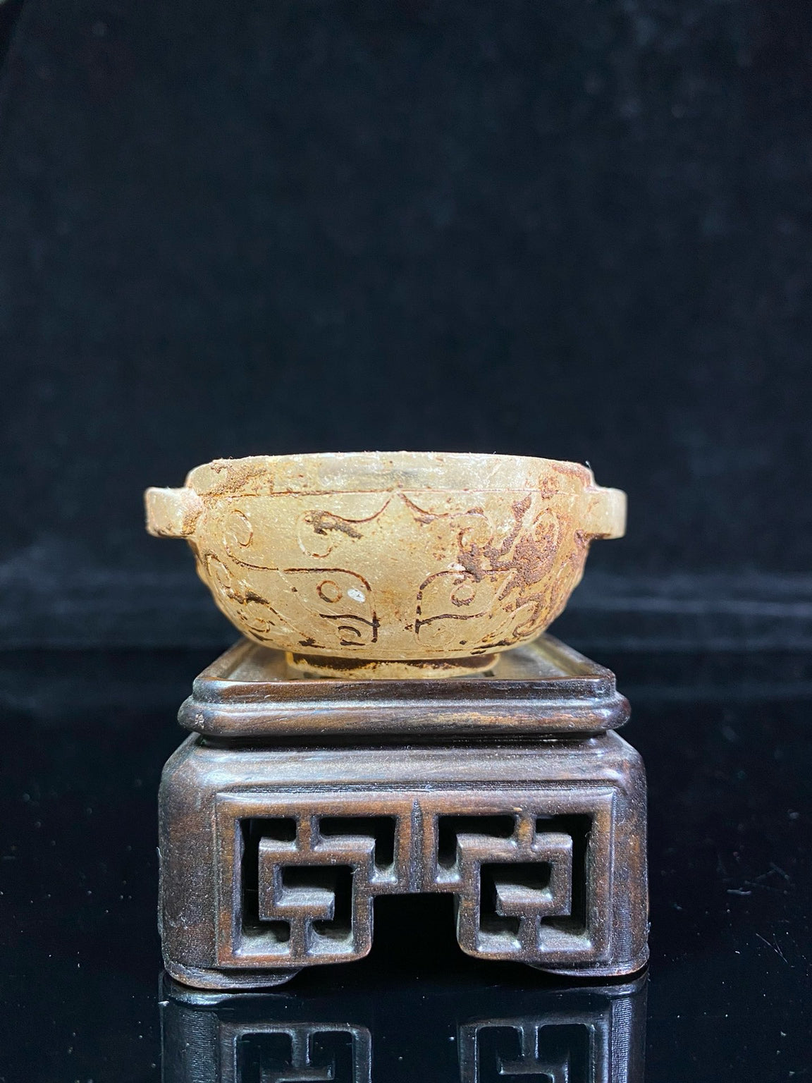 Chinese Antique Crystal Battle Han Style Double Ear Small Cap