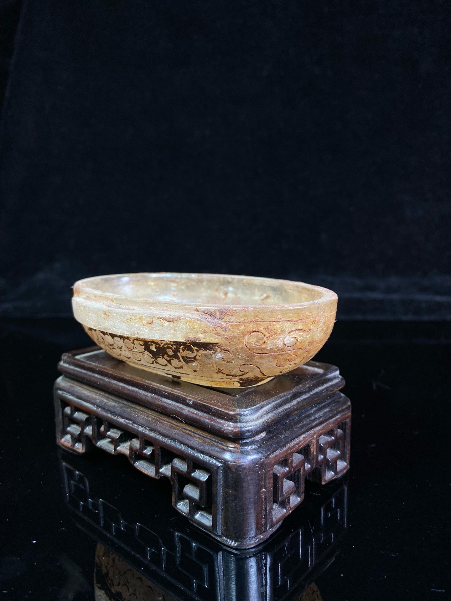 Chinese Antique Crystal Battle Han Style Double Ear Small Cap
