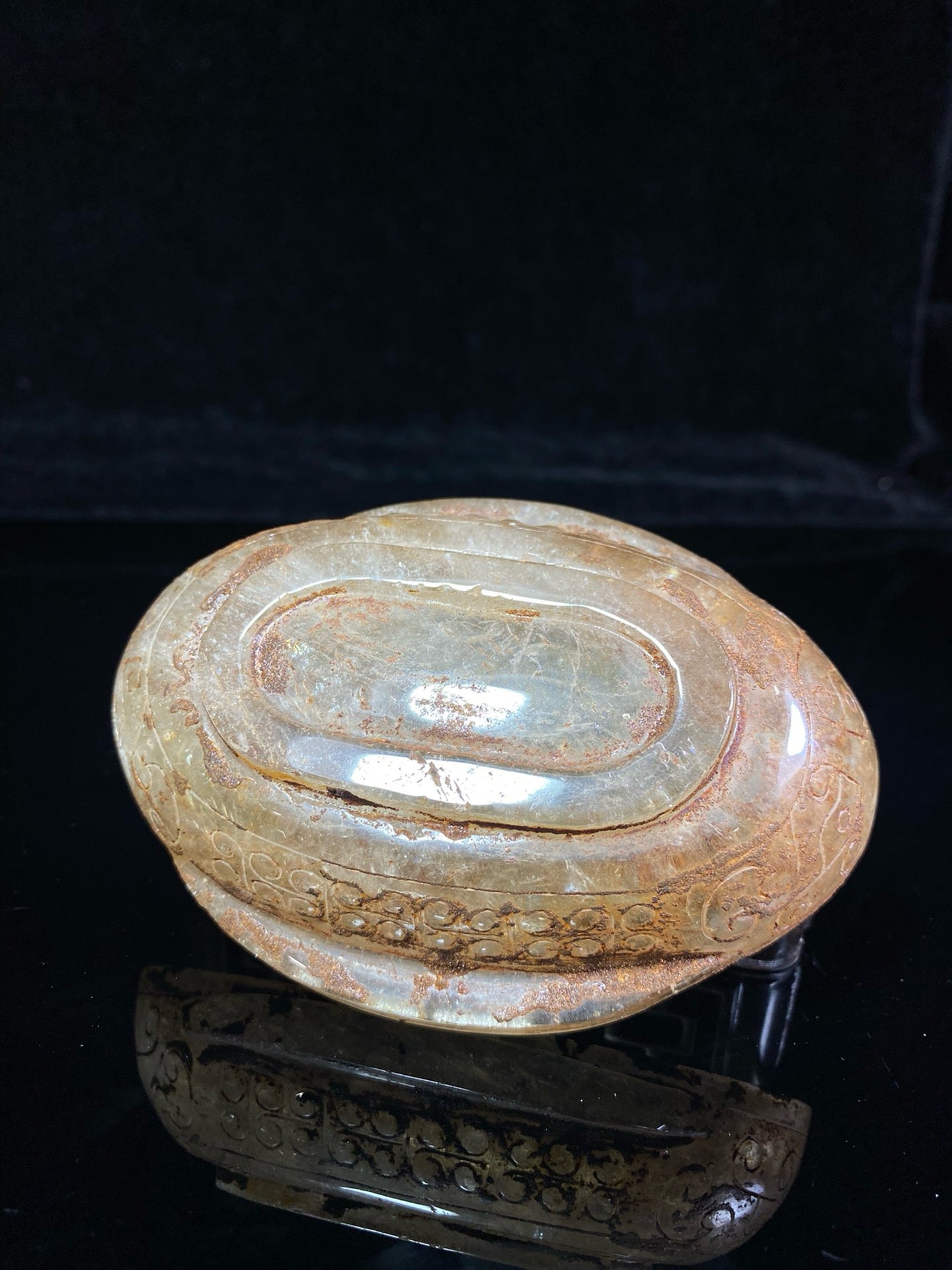 Chinese Antique Crystal Battle Han Style Double Ear Small Cap