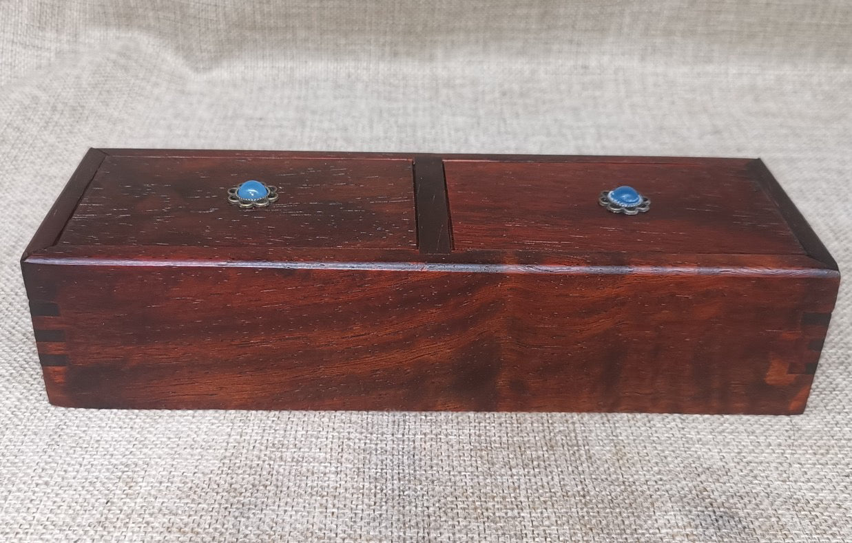 Redwood inlaid gemstone box